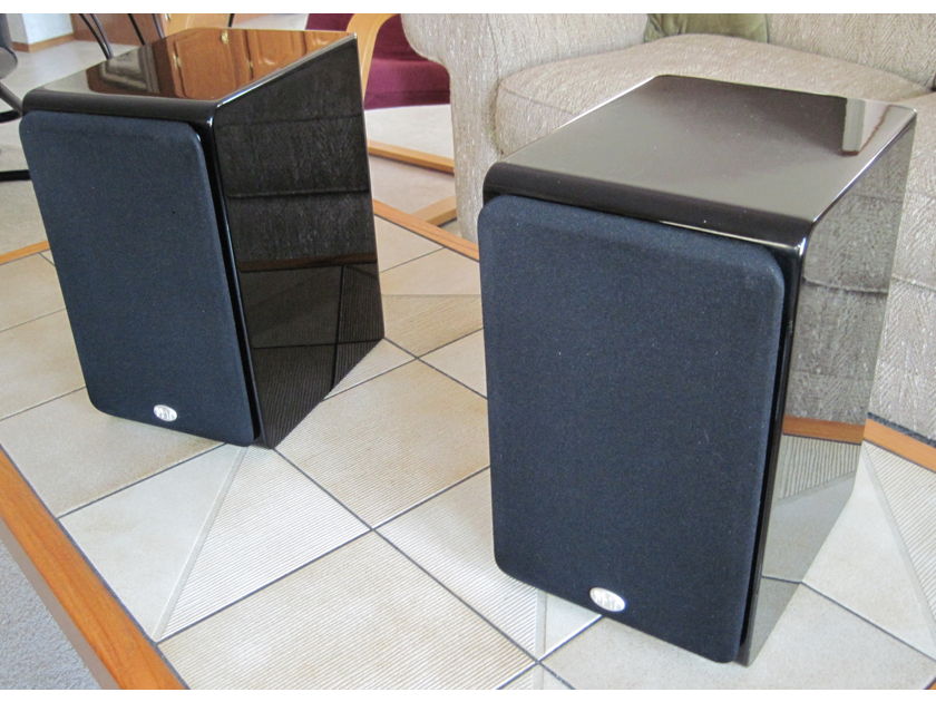 NHT  Monitor Loudspeakers SB-3; pair in gloss black with factory boxes, packing and manual