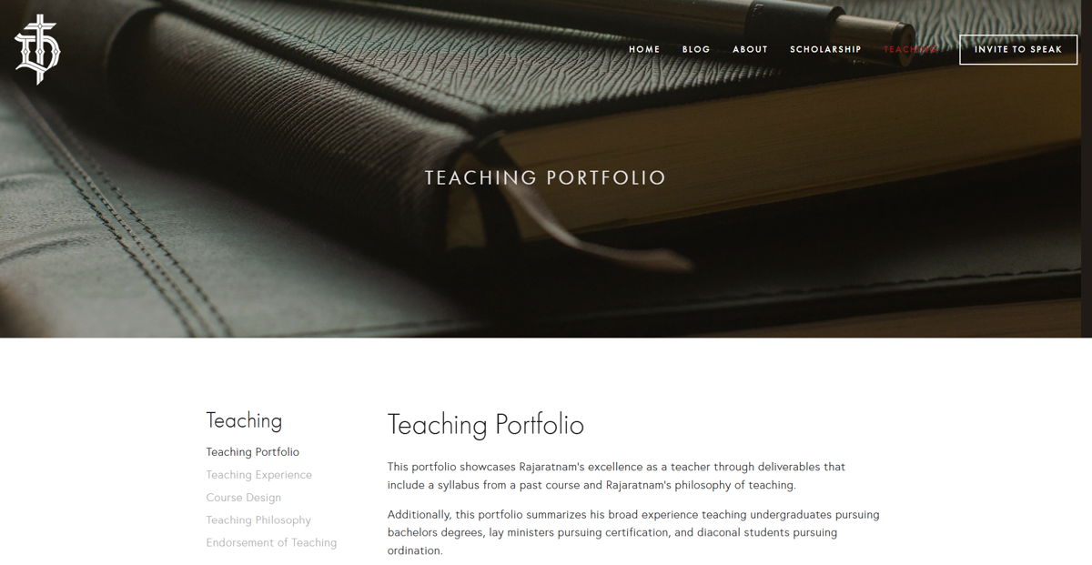 Screenshot of Deepan Rajaratnam, from the teacher portfolios collection.