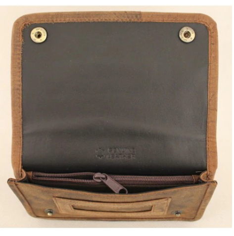 Full Grain Cow Hide Hunter Vintage Leather Tobacco Pouch. Style: 12033 Hide & Chic - Image 3