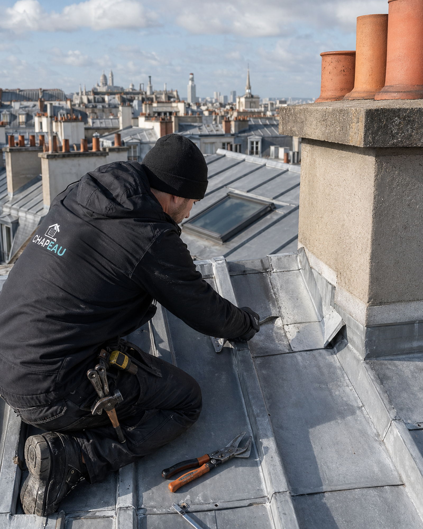 Réfection d'une couverture en zinc à Paris