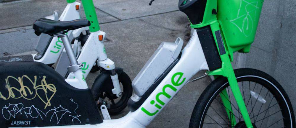 Lime scooters parked up