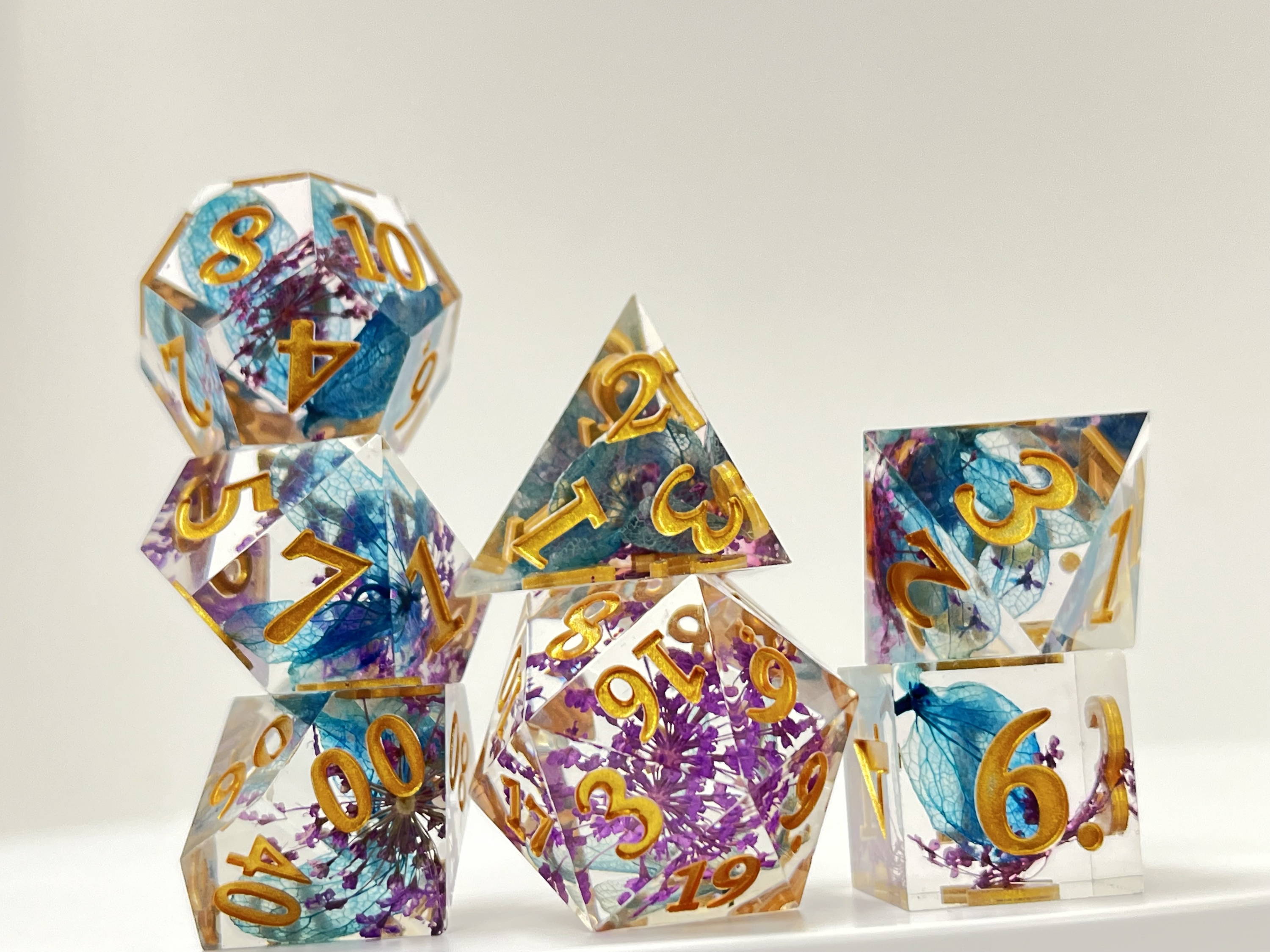 Sharp edge dice sets for DND, dungeons and dragons, TTRPG role playing games and dice goblin collectors