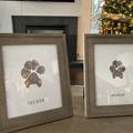 Two dog paw prints in different frames