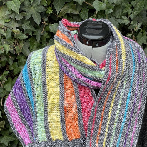Knitted Rainbow of Hope scarf