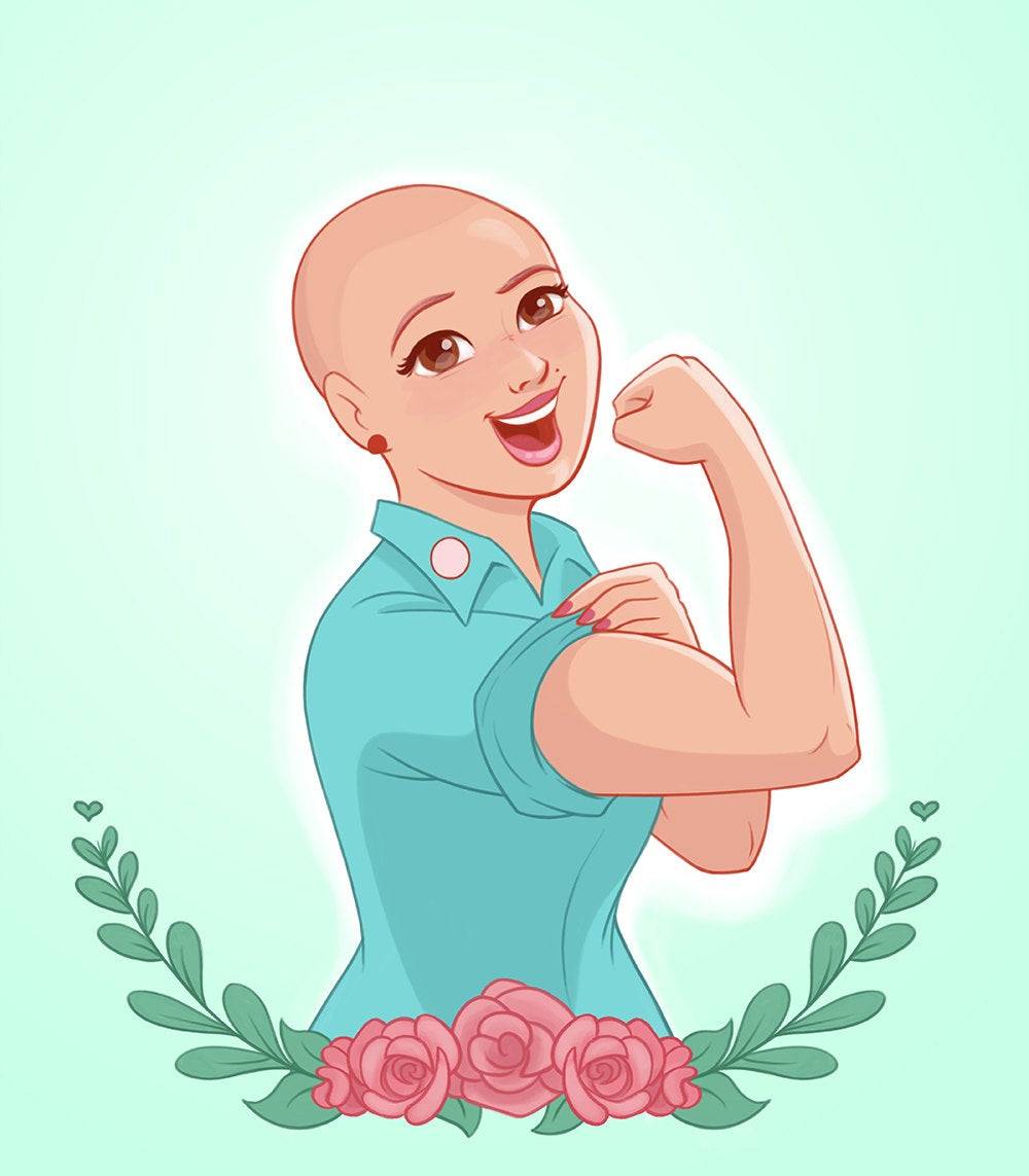 Fangirl Fitness Logo - A cartoon version of Eden, the owner of Fangirl Fitness. She is holding 1 harm up, with sleeve pulled back to show muscles.
