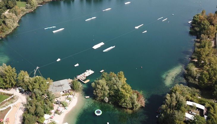 wasserski wakeboarding mannheim drohnenaufnahme