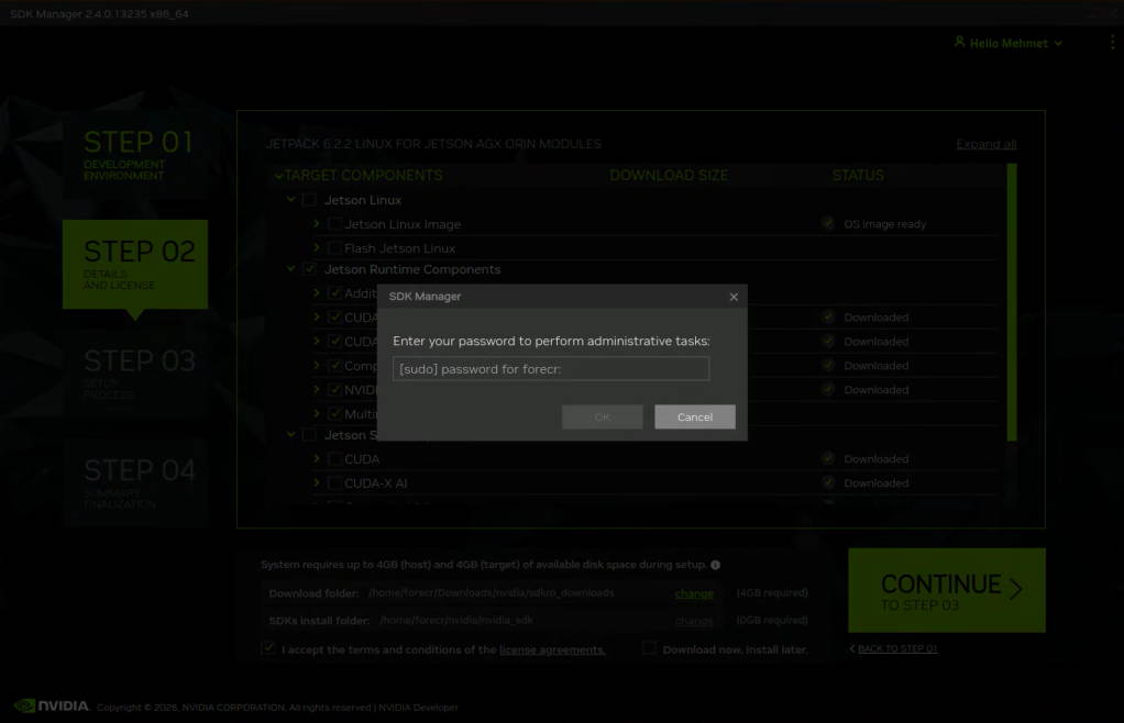 SDK Manager step-2 password