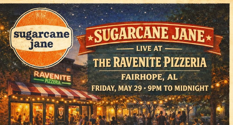 Sugarcane Jane LIVE at The Ravenite Pizzeria | Fairhope, AL | May 29 • 9PM