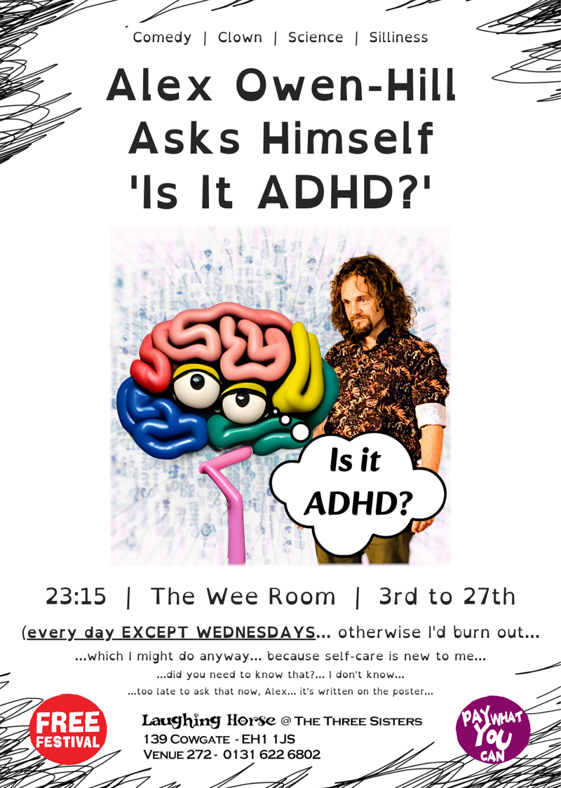 The poster for Alex Owen-Hill Asks Himself 'Is It ADHD?'