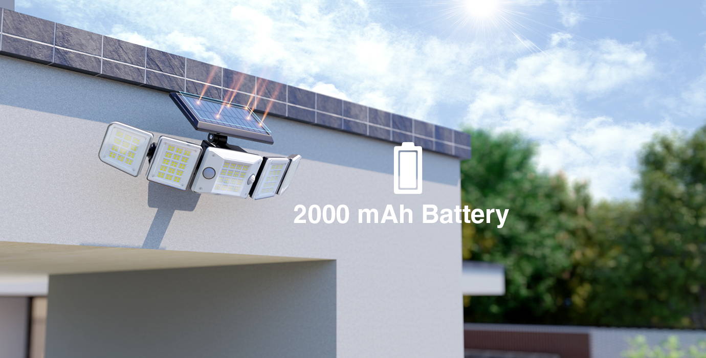 solar powered led outdoor light 2000mAh Battery