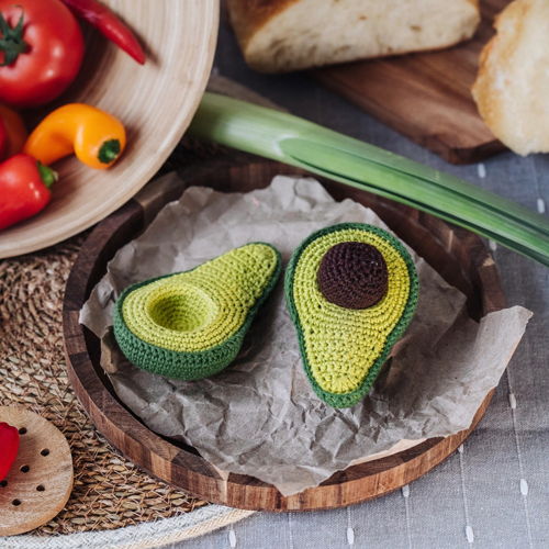 GROENTEN haakpatroon 5 in 1: avocado, sperziebonen, cherrytomaatjes, komkommer, raap. Amigurumi Set Pretend Play Crochet Book