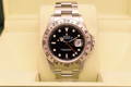 Rolex Explorer 2 black dial on a yellow display