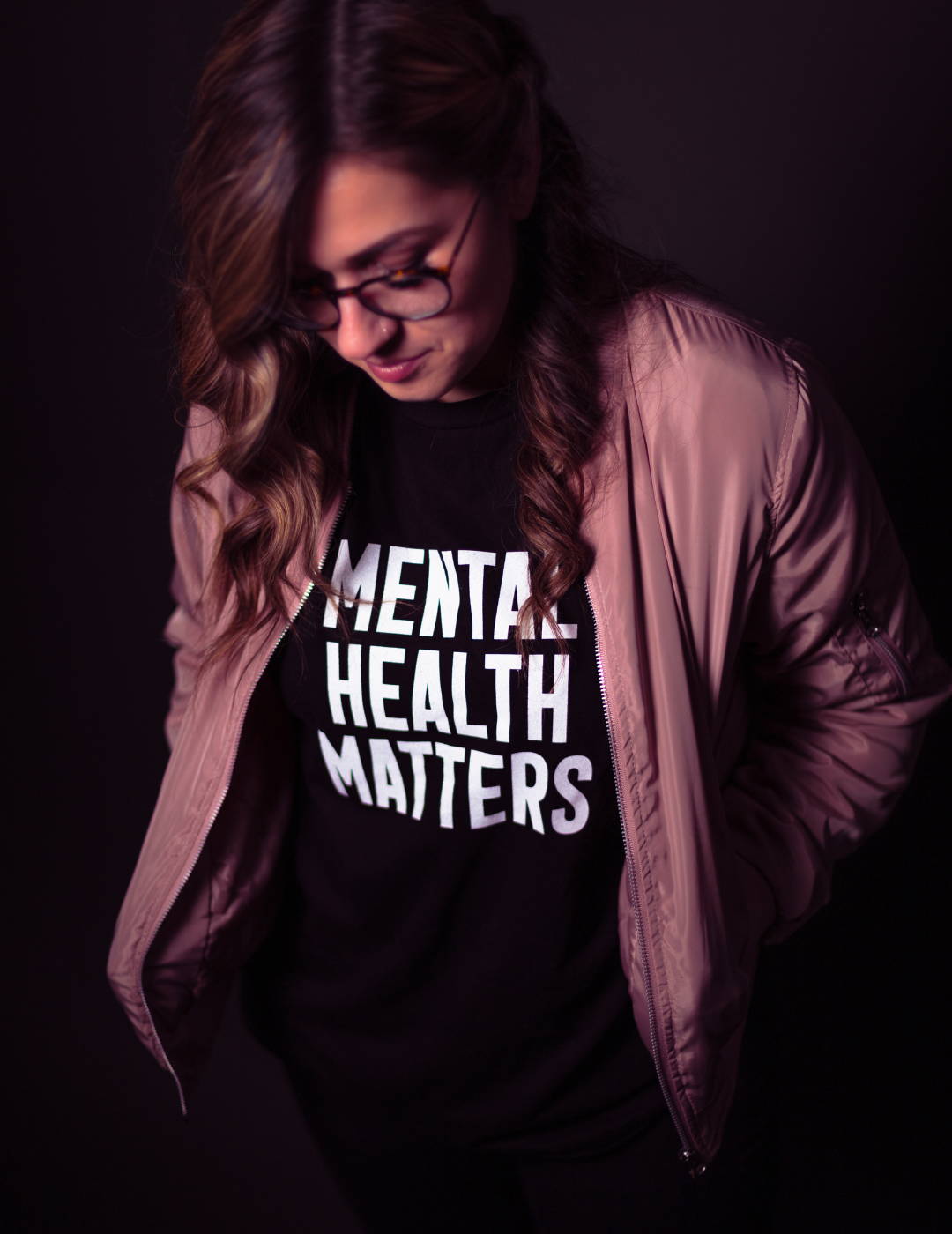 Women wearing "mental Health matters" shirt