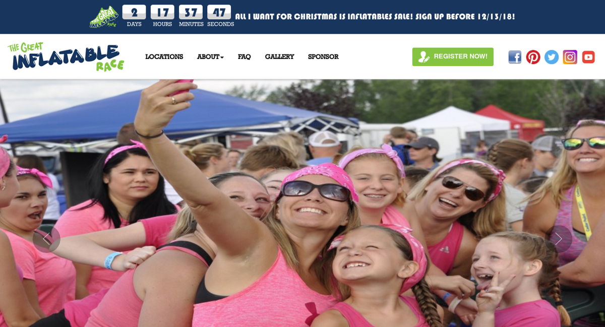 Screenshot of The Great Inflatable Race, from the wix websites collection.