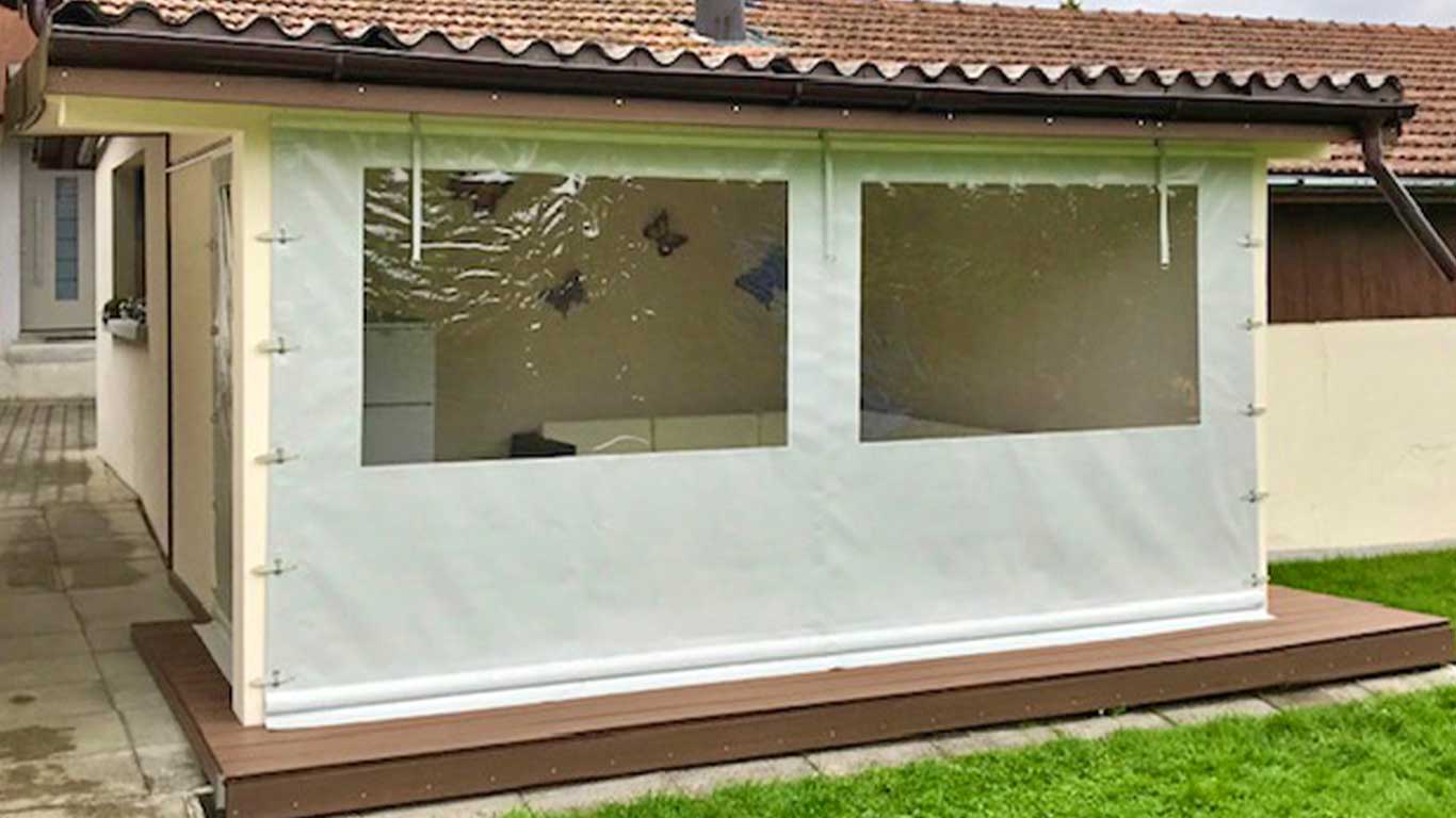 Blachen: Gartenhaus mit Fenster auch für Boot ist diese Technik wunderbar umsetzbar