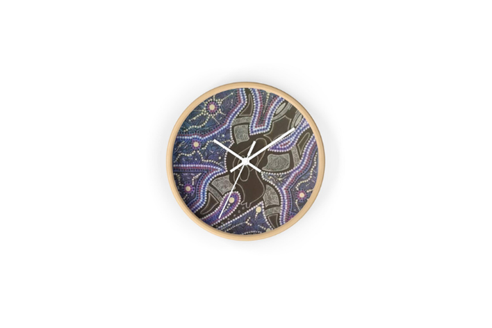 Boho Wooden Wall Clock, Colorful Art Decor (10"x10")