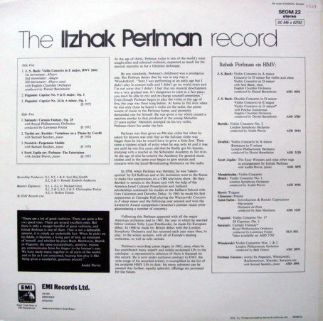 EMI ASD STAMP-DOG / ITZHAK PERLMAN, - The Itzhak Perlma...