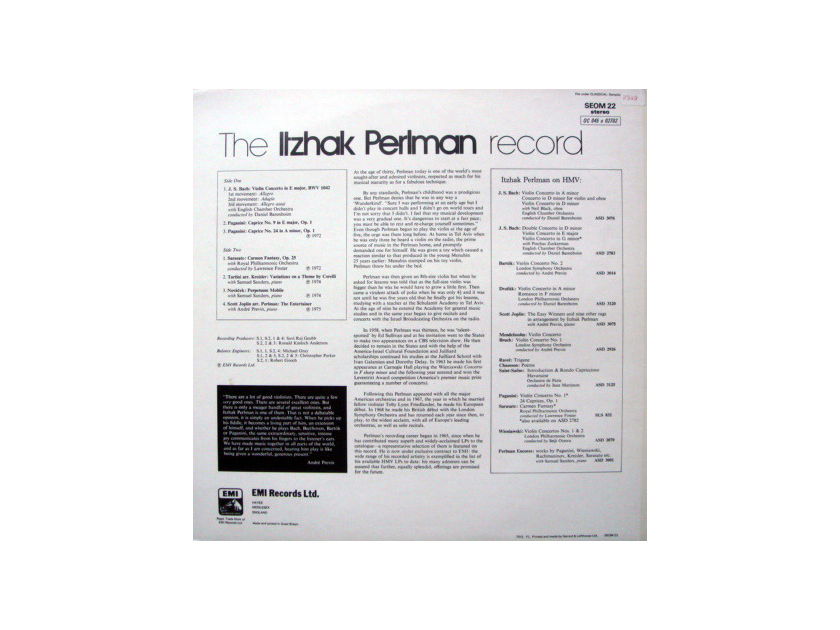 EMI ASD STAMP-DOG / ITZHAK PERLMAN, - The Itzhak Perlman Record, MINT!