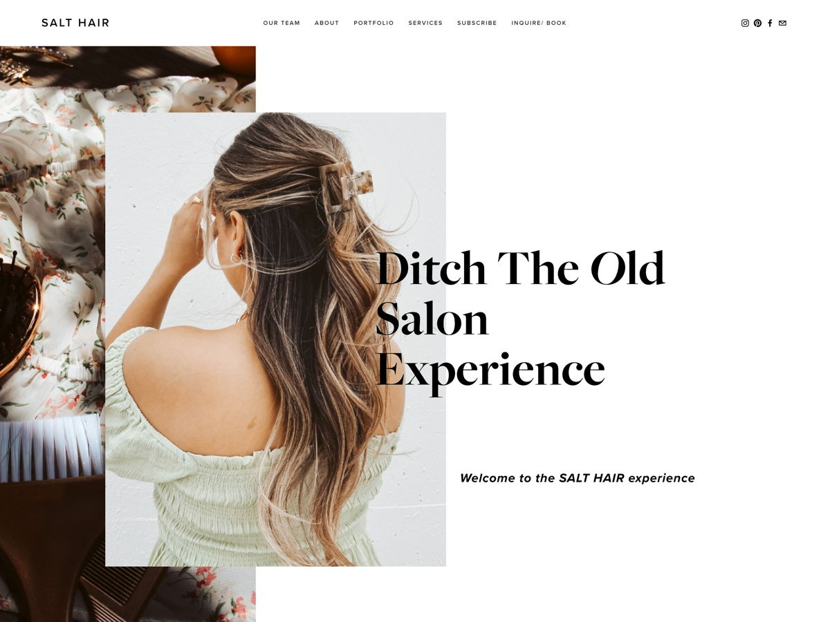 Screenshot of Salt Hair + Apothecary, from the salon websites collection.