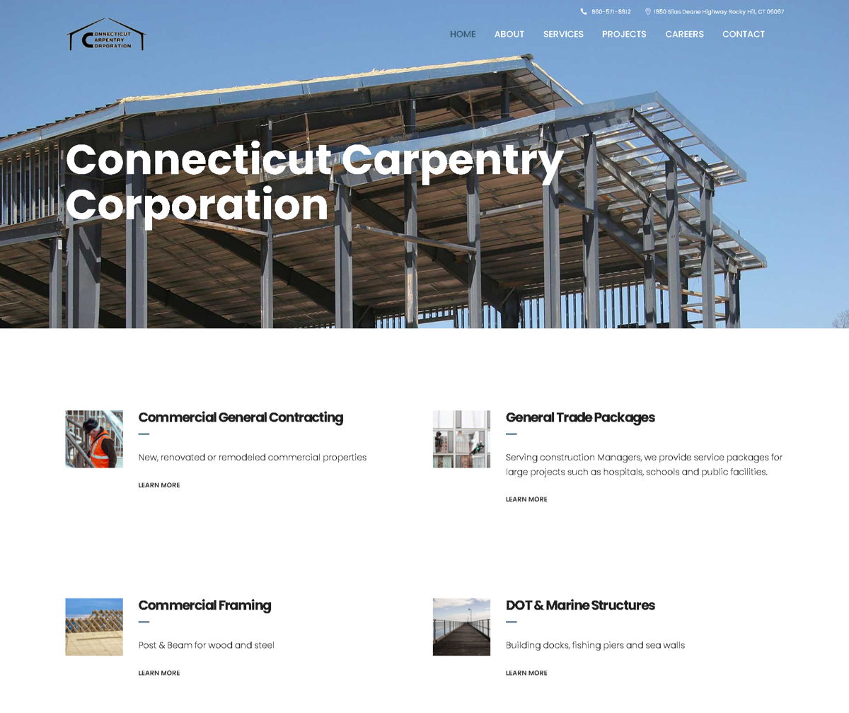 Screenshot of Connecticut Carpentry Corporation, from the carpentry websites collection.