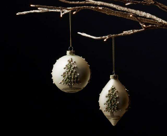 melrose Christmas ornaments gold glass with tree