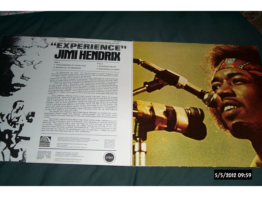 Jimi Hendrix - UK LP soundtrack to the film experience nm