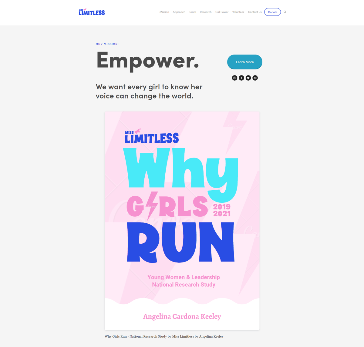 Screenshot of Miss Limitless, from the nonprofit & charity websites collection.