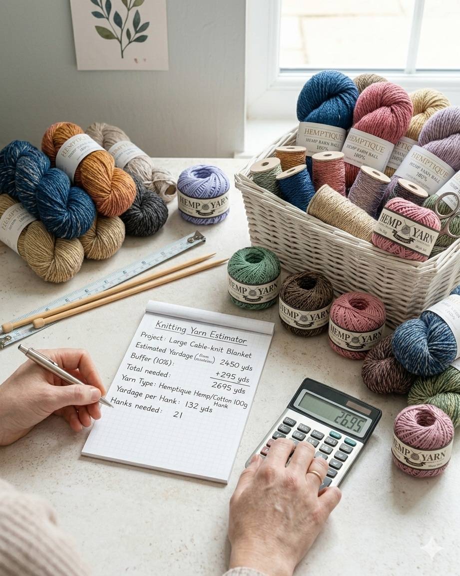 Hemp yarn for knitting scarves sweaters and blankets