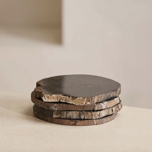 Balfern Petrified Wood Coasters, Black, Set of Four - Soho Home