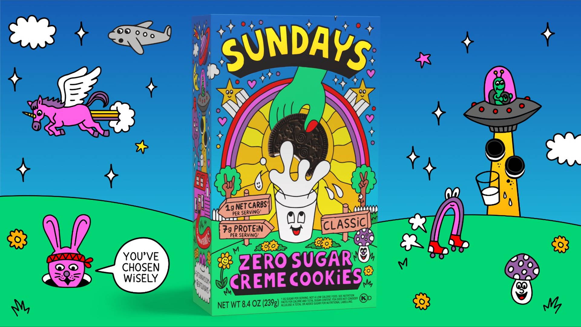 Featured image for Better-For-You Sundays Goes After Big Cookie With Whimsical, Nostalgic Design