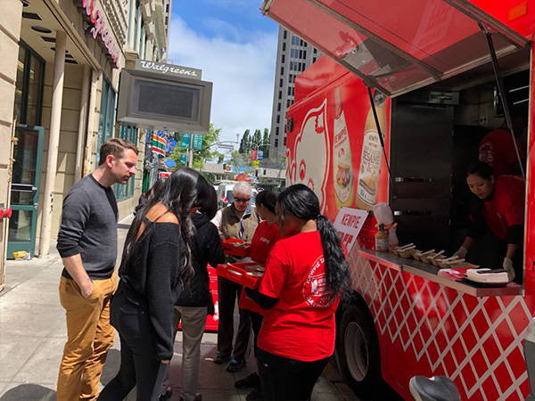 Customers lining up on Drumm street