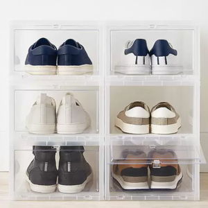 Container Store - Case of 6 LARGE Drop-Front Shoe Box TRANSLUCENT
