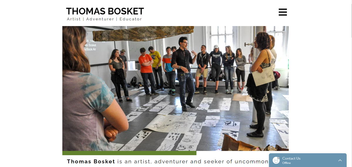 Screenshot of Thomas Bosket, from the teacher & educator websites collection.