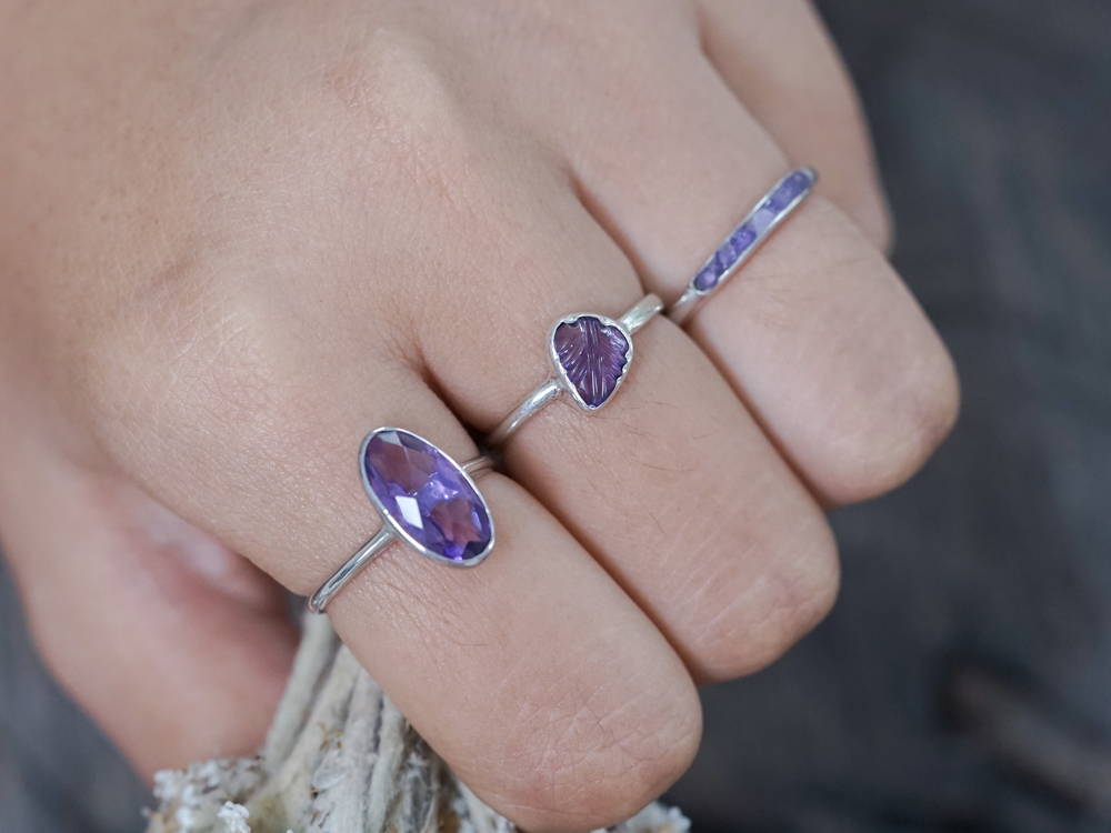 amethyst february birthstone rings in various cuts