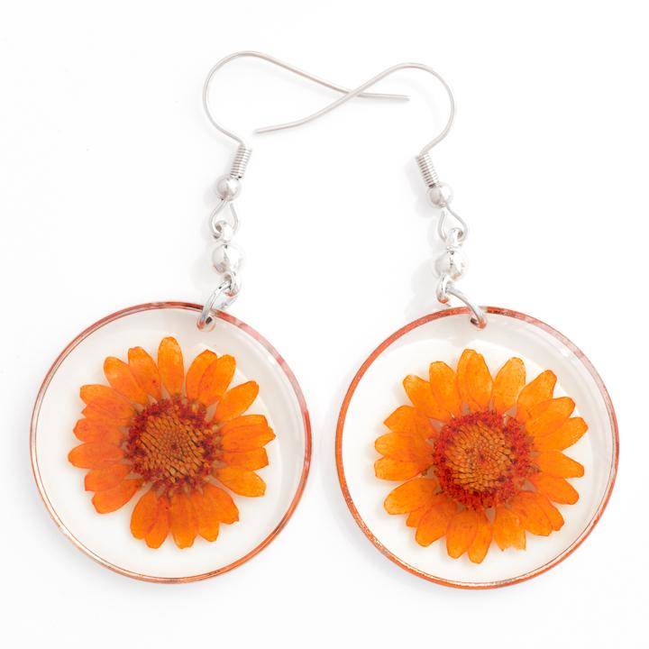 Source Orange Blossom and Elderflower Earrings Real Flower Resin