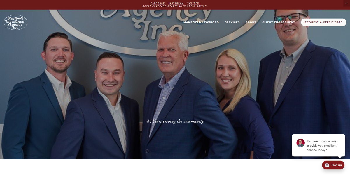 Screenshot of Barrows Insurance Agency , from the insurance agent websites collection.