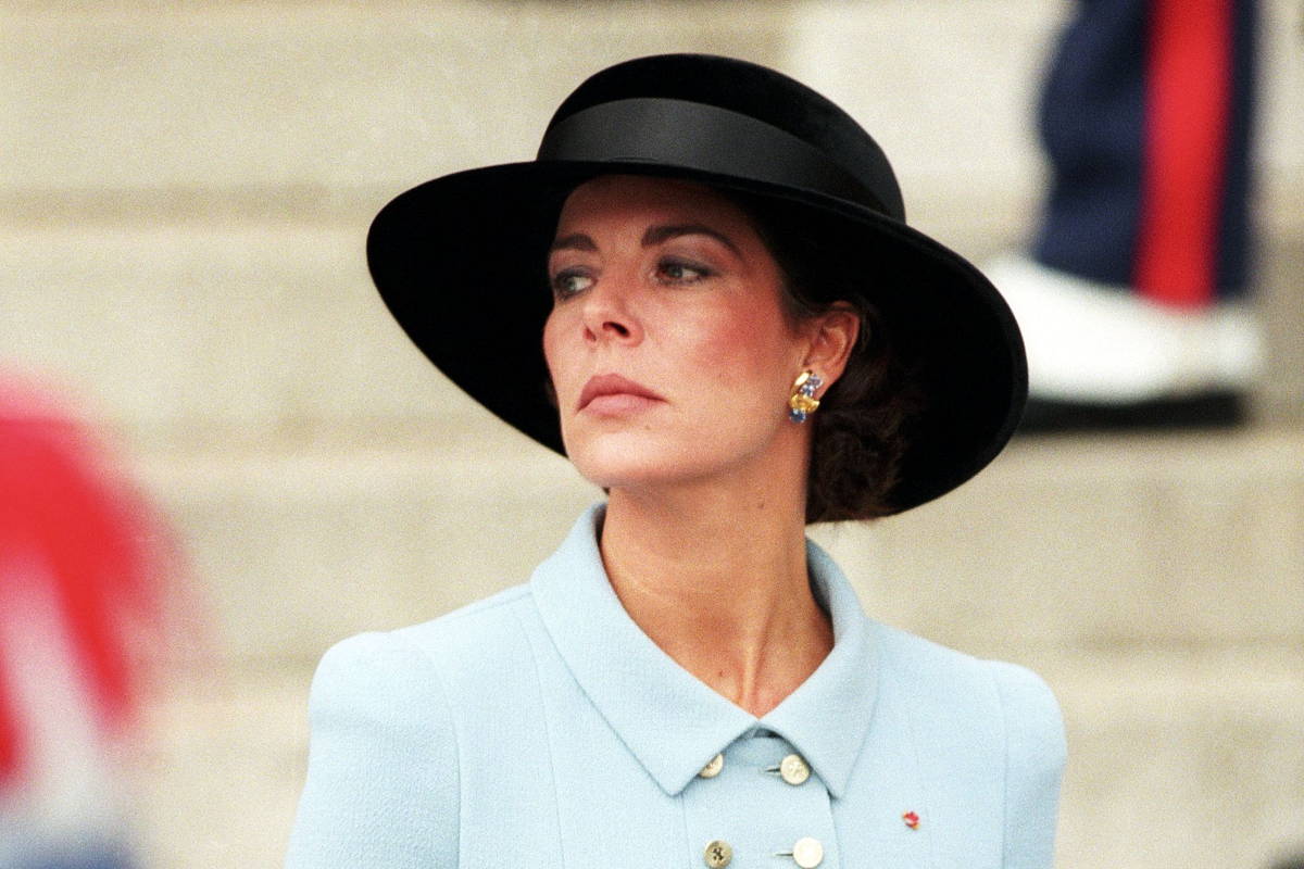 Image may contain: Caroline, Princess of Hanover, Person, Clothing, Coat, Adult, Footwear, Shoe, and Hat