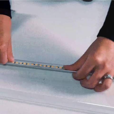 LED strip in aluminum channel for heat dissipation