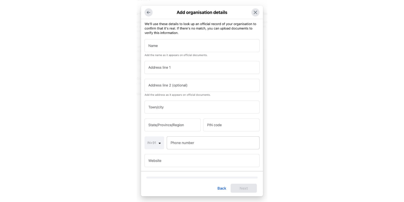 Fill your Organization details