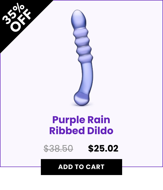 Glas Purple Rain Ribbed Dildo