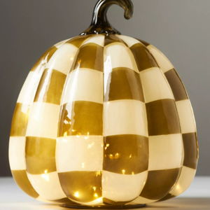 Checkered Glass Pumpkin Decorative Object