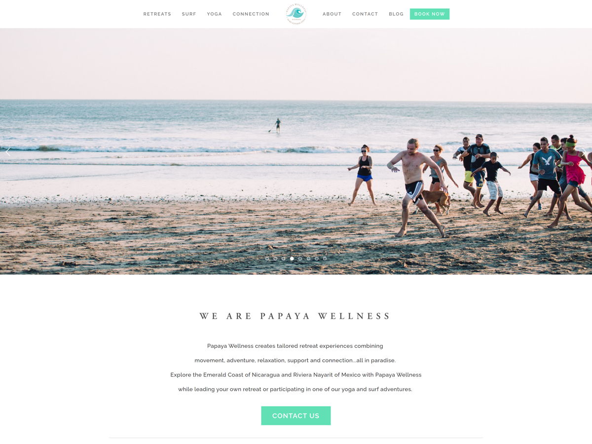 Screenshot of Papaya Wellness, from the yoga websites collection.