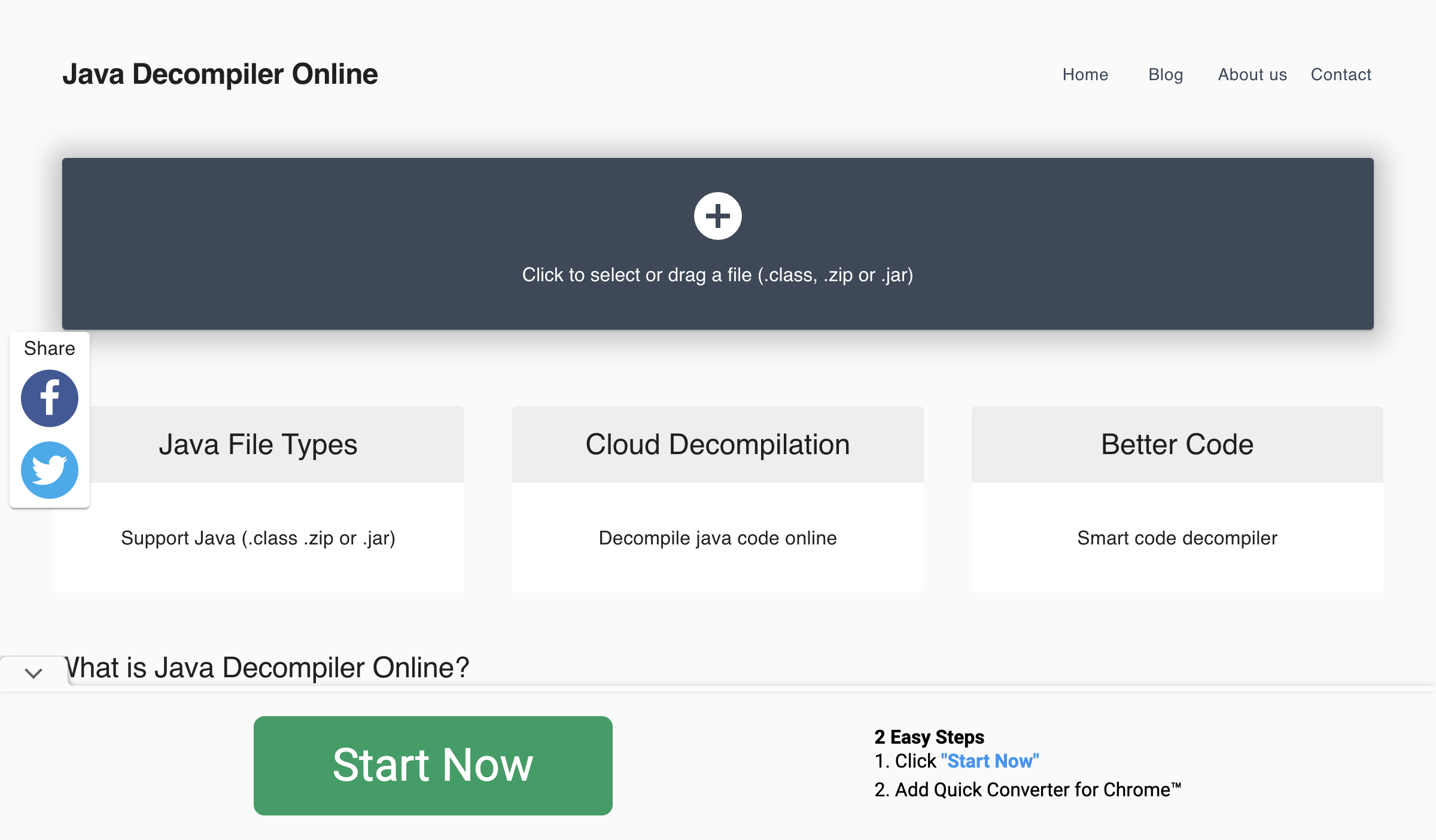 Screenshot of Java Decompiler Online Homepage