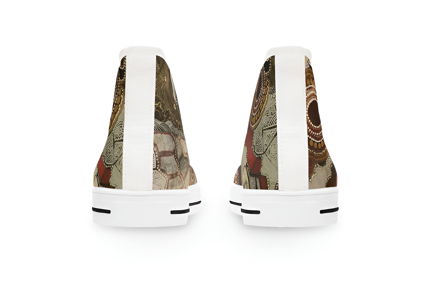 Women's High Top Sneakers, Unique Full Wraparound Print, Casual Canvas Footwear - Image 4