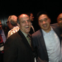 Brian Shenson and Khoi Bui of Schwab at Black Diamond party.