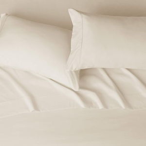 4 Piece Bed Sheet Set with 14-Inch Deep Pockets, Queen, Beige, Solid