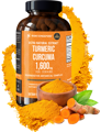 A bottle of the best turmeric supplement singapore surrounded by turmeric