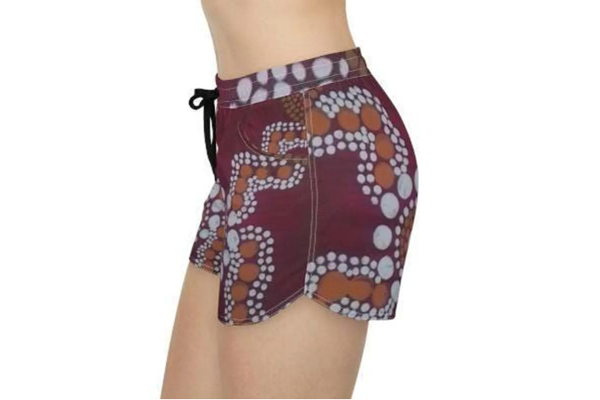 Aboriginal Dot Art Floral Women's Shorts | Boho Tribal Pattern Swim - Image 4