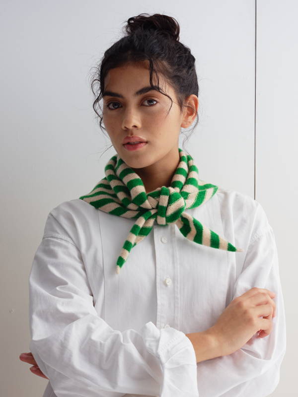 Model wears Stripe Triangle Neckerchief