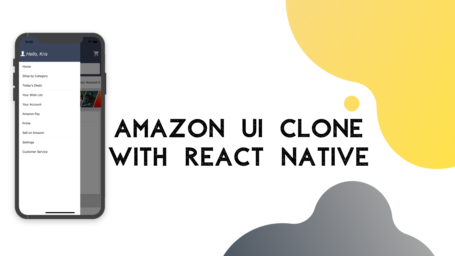 Amazon UI Clone with React Native #3 : Drawer menu - Kriss | Codementor